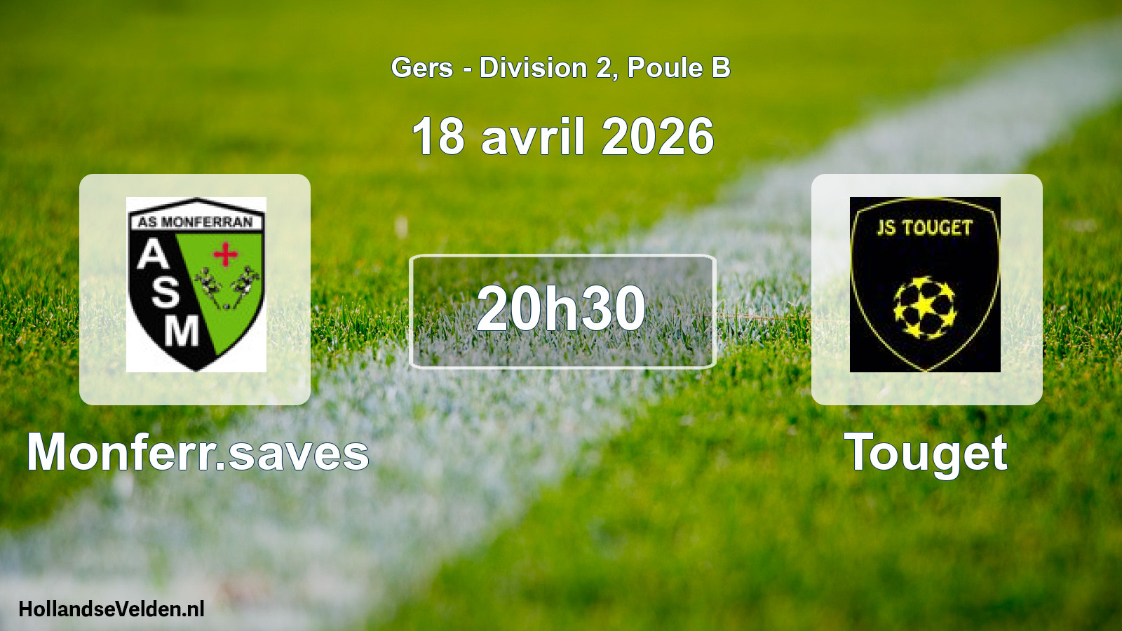 Match programmé: Monferr.saves - Touget (18 avril 2026)
