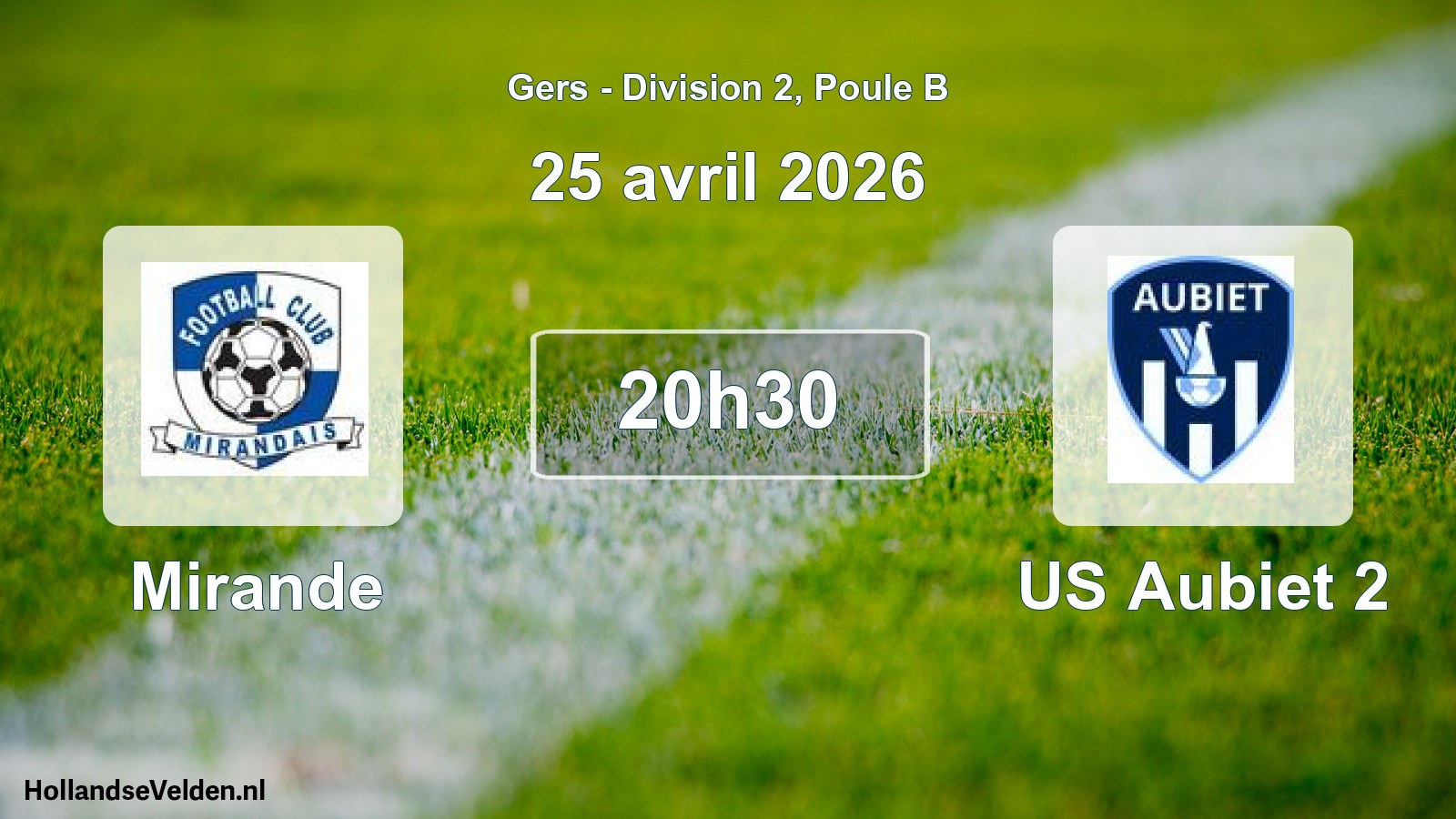 Match programmé: Mirande - US Aubiet 2 (25 avril 2026)