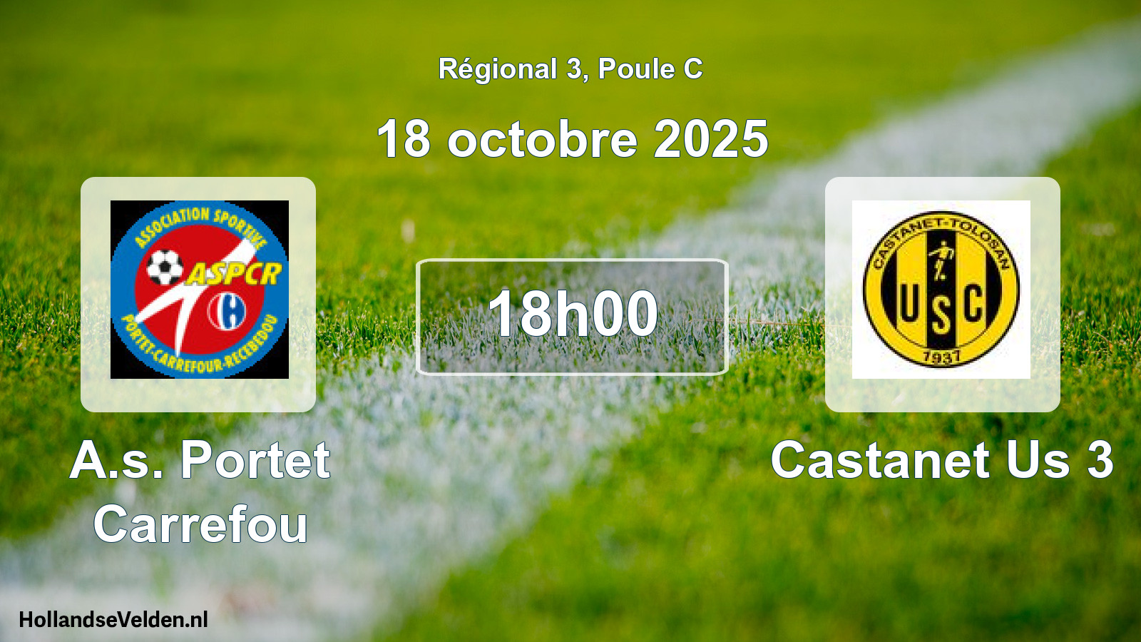 Geplande wedstrijd: A.s. Portet Carrefou - Castanet Us 3 (18 octobre 2025)