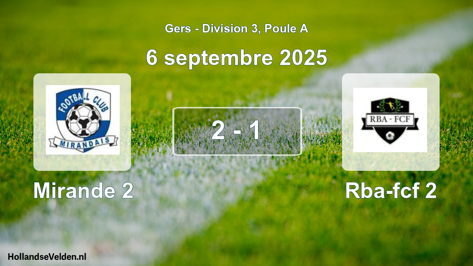 Total number of matches played: Mirande 2 - Rba-fcf 2 2 - 1 (6 September 2025)