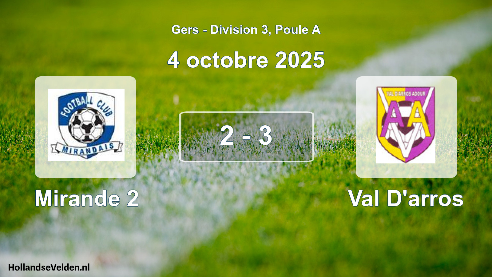 Total number of matches played: Mirande 2 - Val D'arros 2 - 3 (4 October 2025)