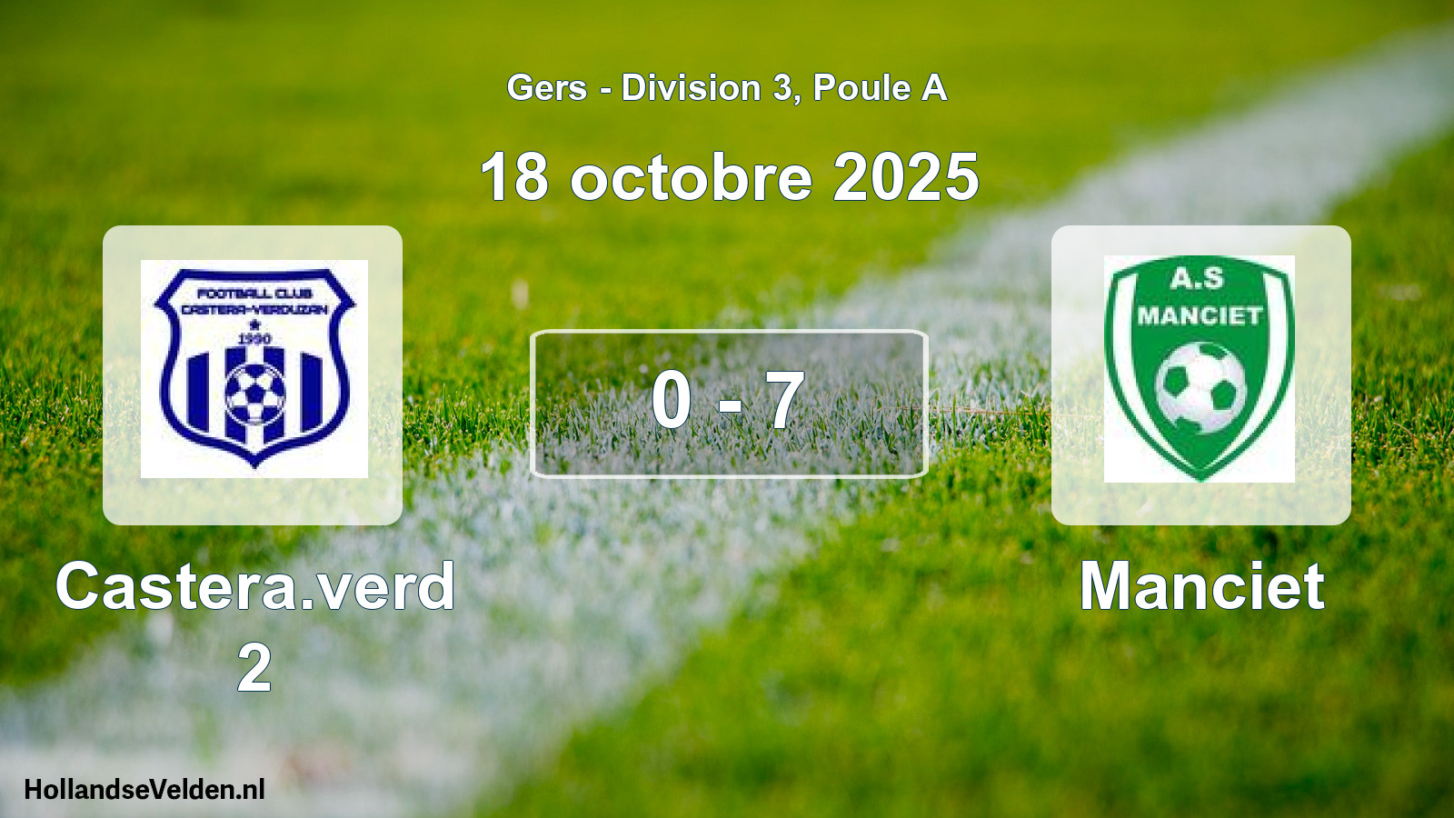 Match joué: Castera.verd 2 - Manciet 0 - 7 (18 octobre 2025)