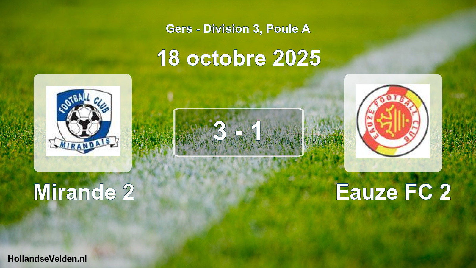 Total number of matches played: Mirande 2 - Eauze FC 2 3 - 1 (18 October 2025)