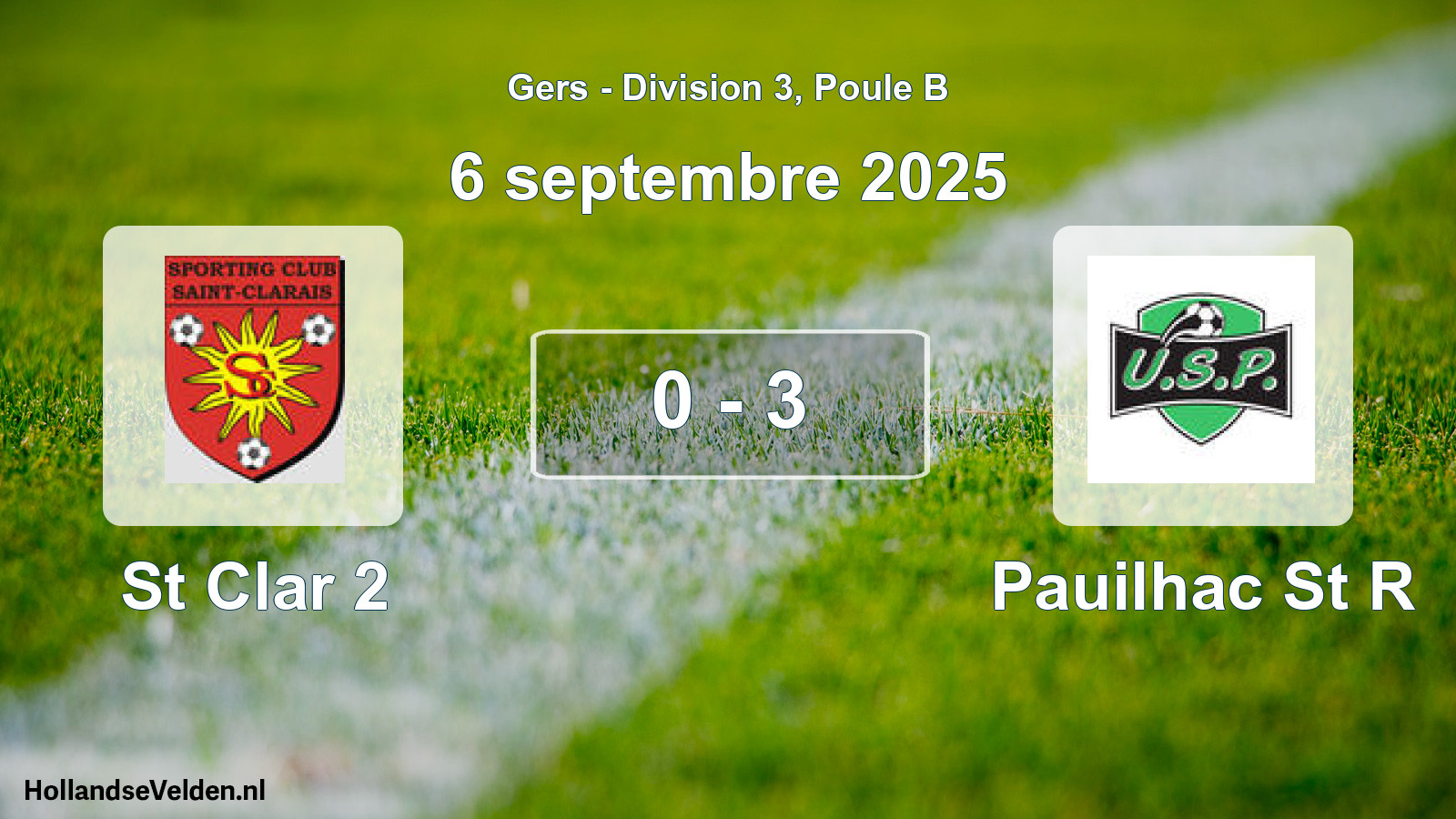 Gespeelde wedstrijd: St Clar 2 - Pauilhac St R 0 - 3 (6 september 2025)