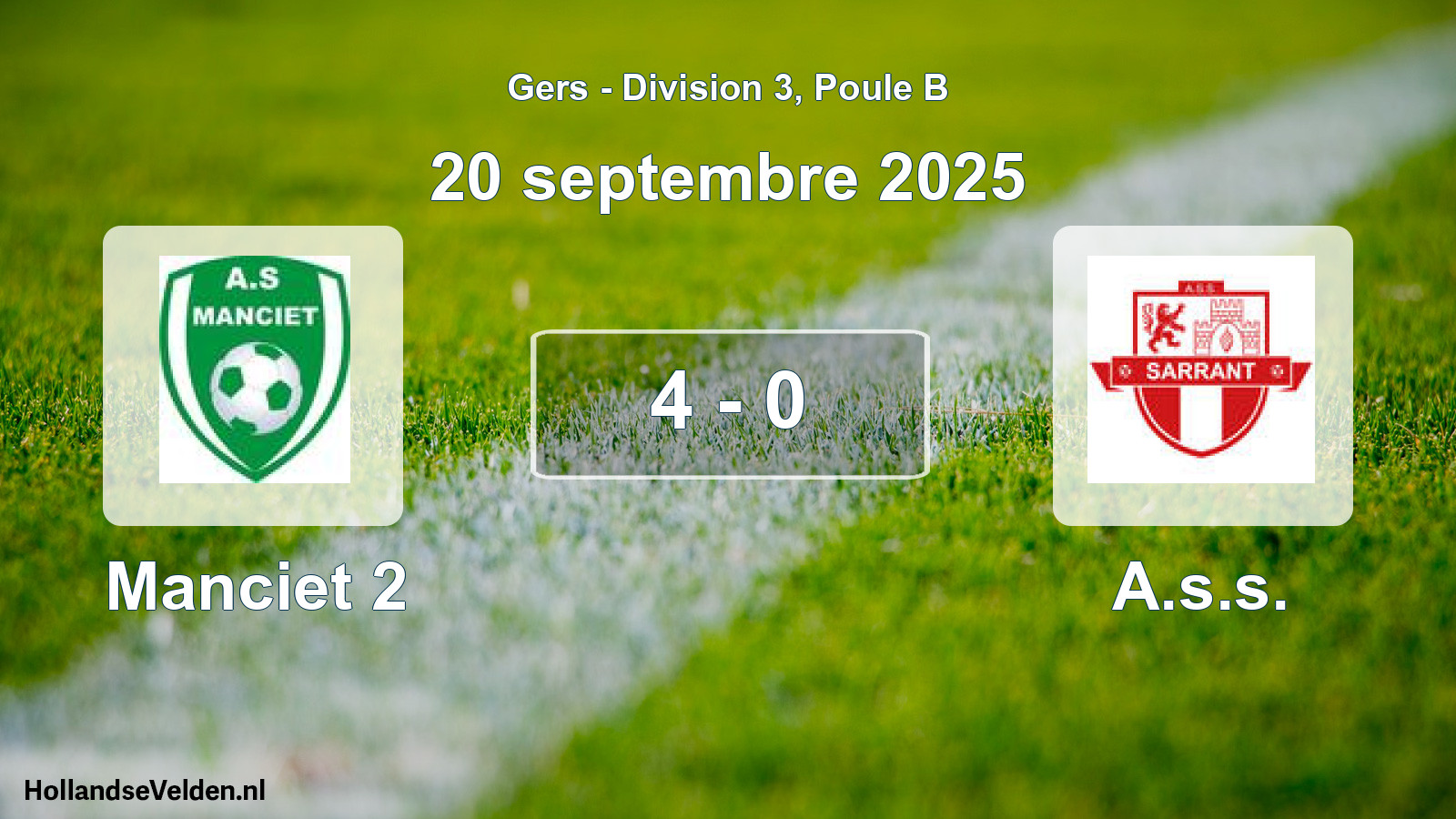 Match joué: Manciet 2 - A.s.s. 4 - 0 (20 septembre 2025)