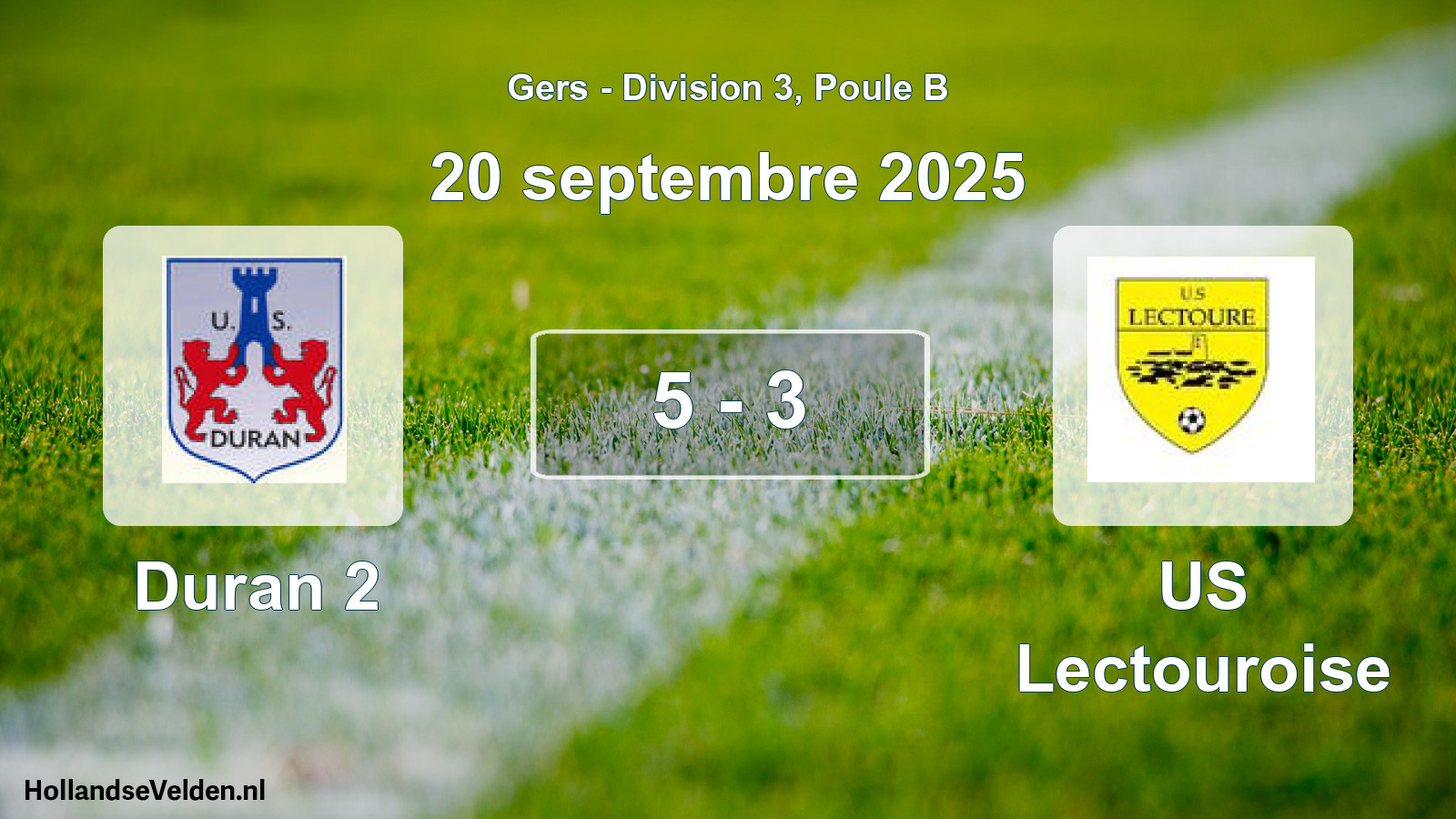 Total number of matches played: Duran 2 - US Lectouroise 5 - 3 (20 September 2025)