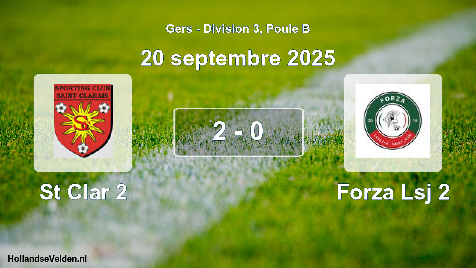 Total number of matches played: St Clar 2 - Forza Lsj 2 2 - 0 (20 September 2025)