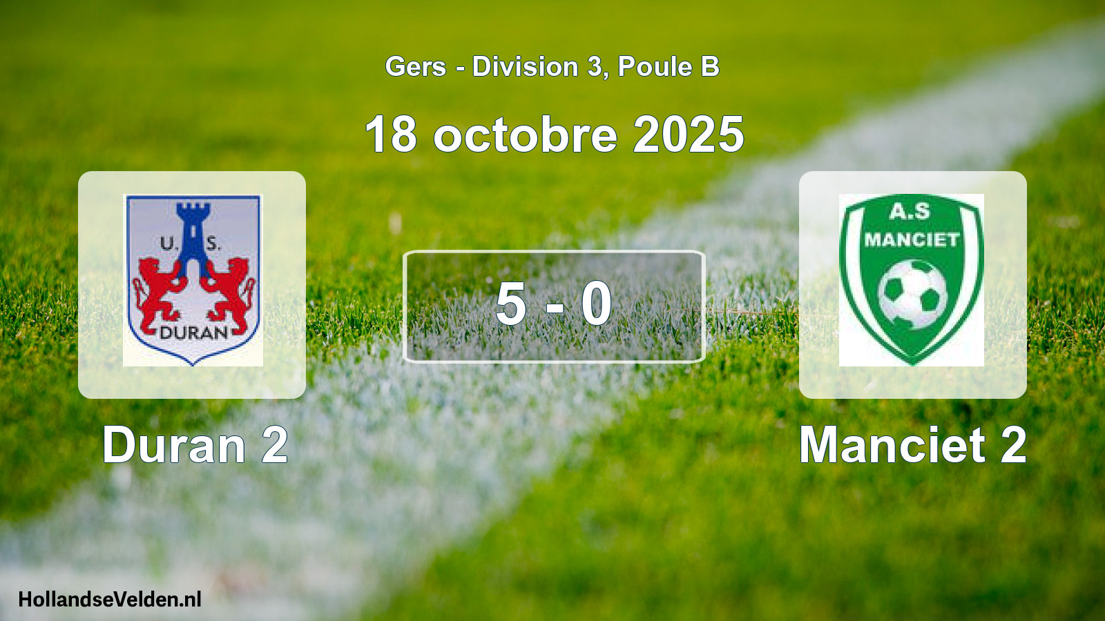 Match joué: Duran 2 - Manciet 2 5 - 0 (18 octobre 2025)