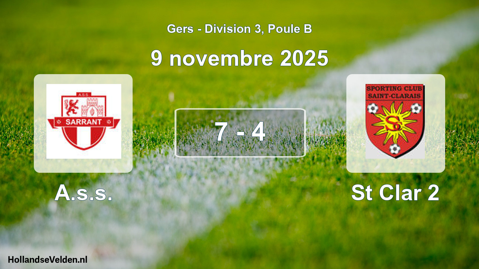 Match joué: A.s.s. - St Clar 2 7 - 4 (9 novembre 2025)