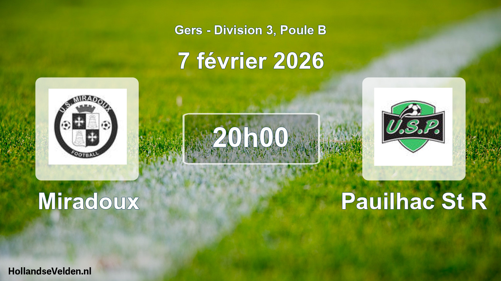 Match programmé: Miradoux - Pauilhac St R (7 février 2026)