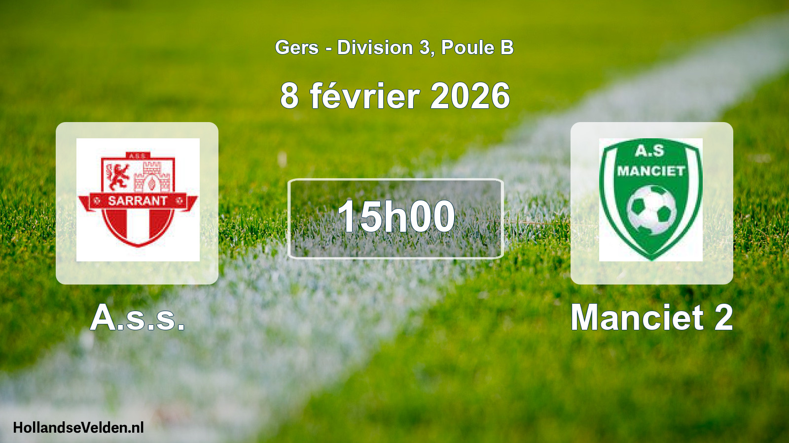 Match programmé: A.s.s. - Manciet 2 (8 février 2026)