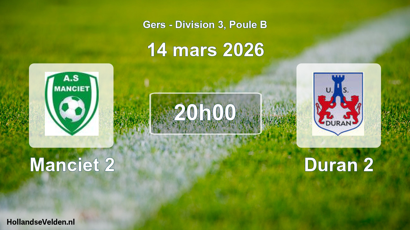 Match programmé: Manciet 2 - Duran 2 (14 mars 2026)
