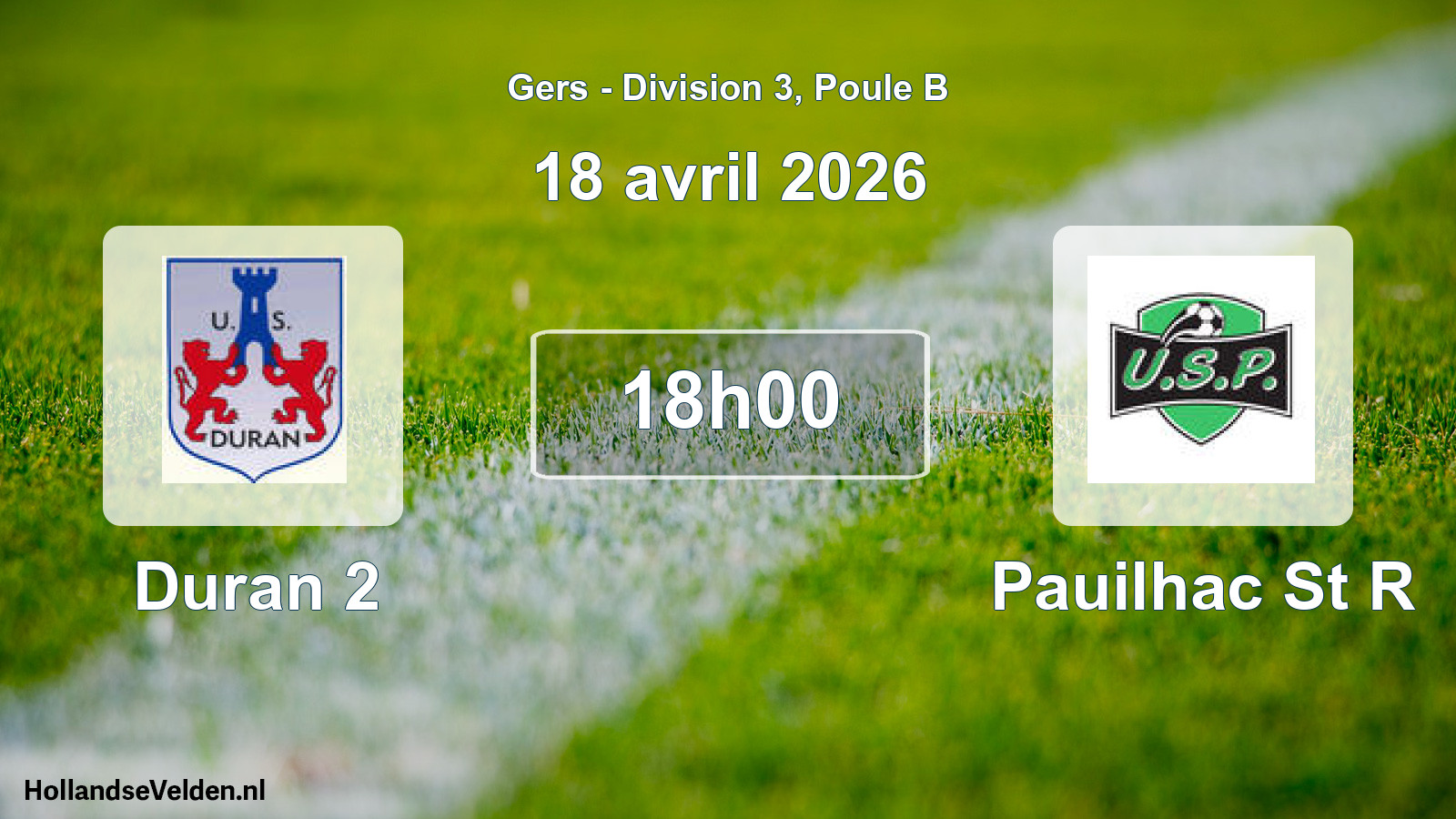 Scheduled Match: Duran 2 - Pauilhac St R (18 April 2026)