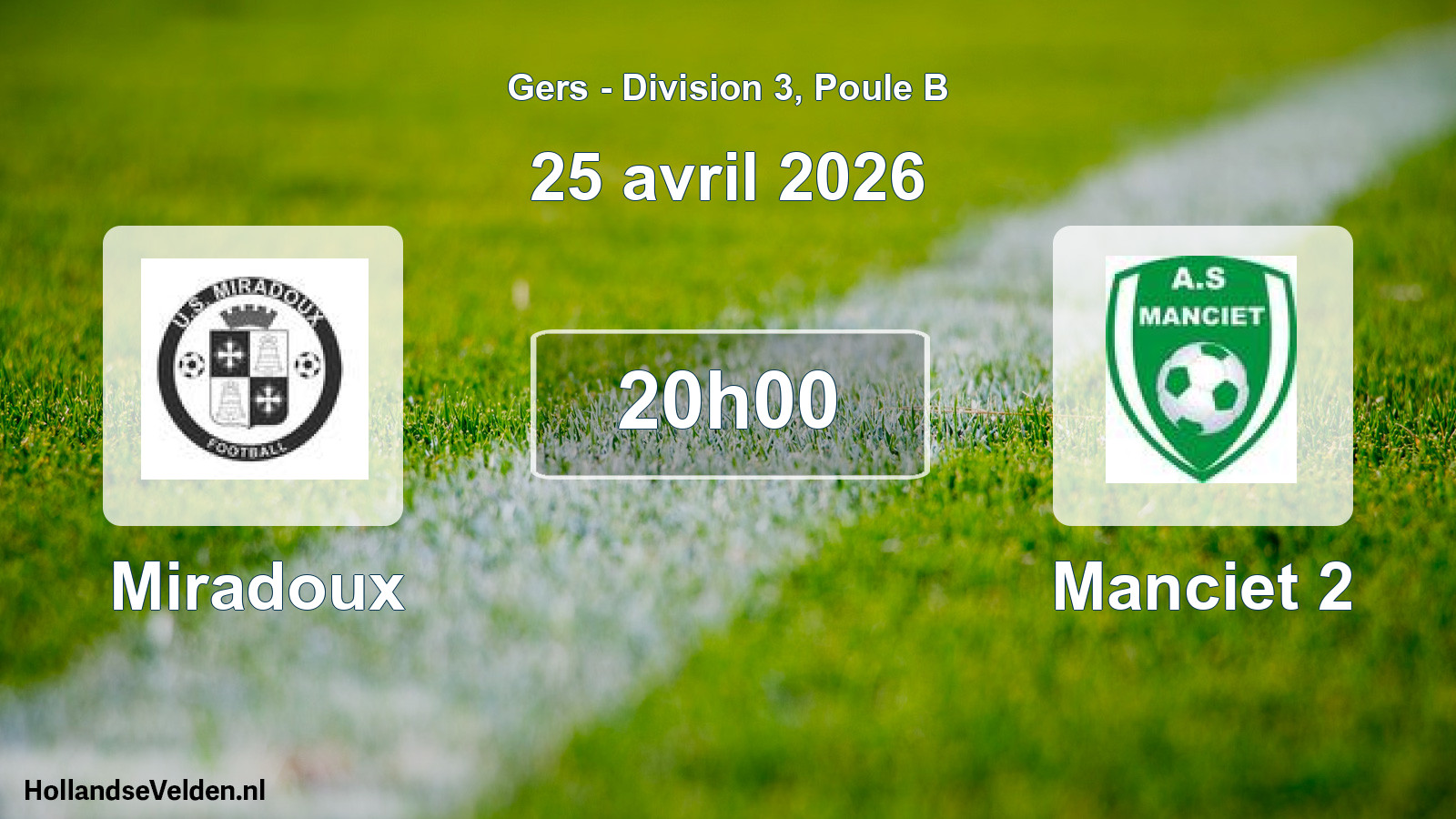 Match programmé: Miradoux - Manciet 2 (25 avril 2026)