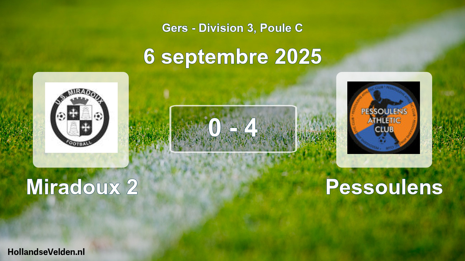 Total number of matches played: Miradoux 2 - Pessoulens 0 - 4 (6 September 2025)