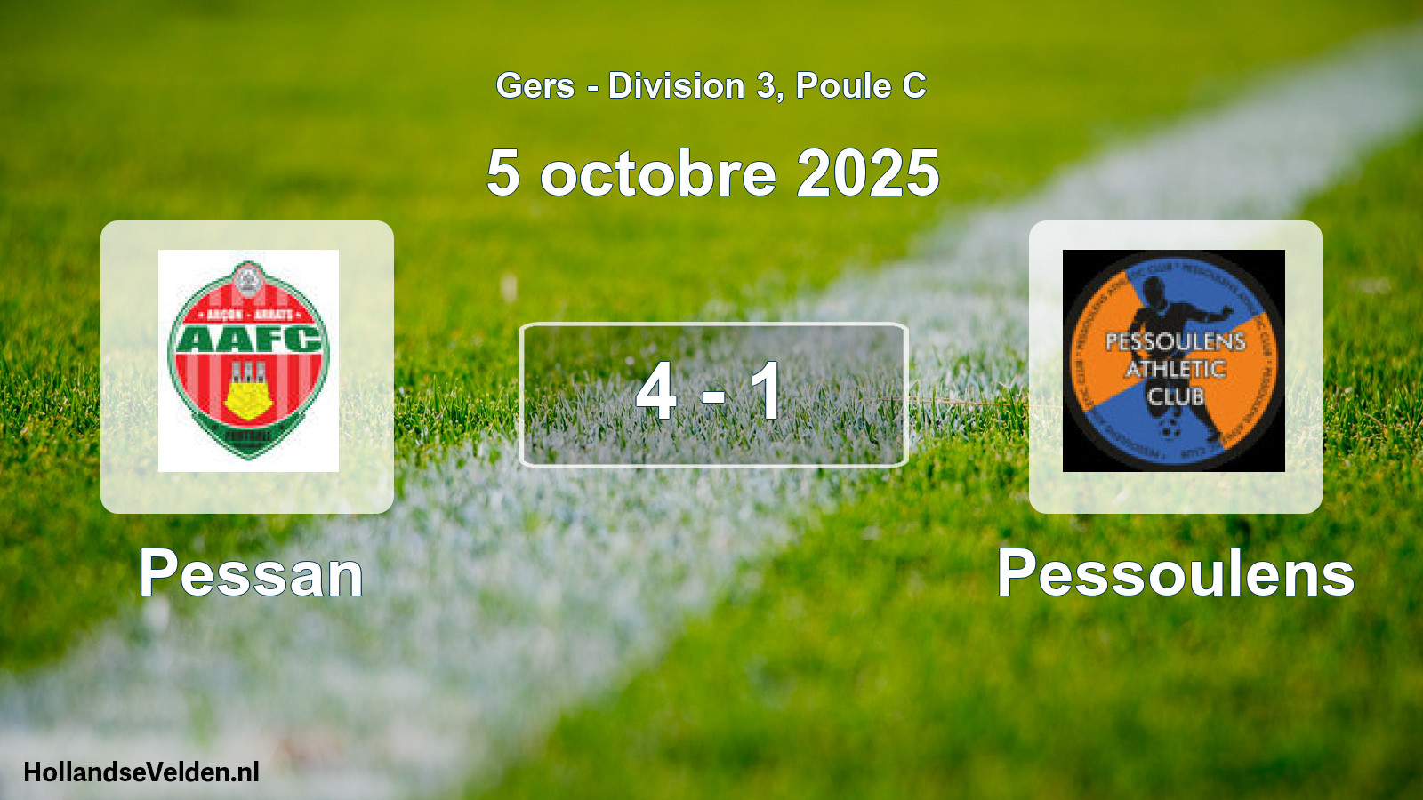 Total number of matches played: Pessan - Pessoulens 4 - 1 (5 October 2025)