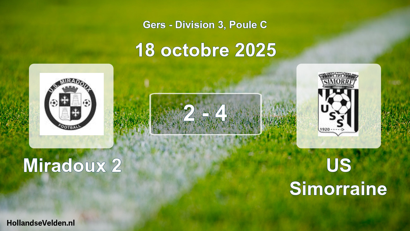 Match joué: Miradoux 2 - US Simorraine 2 - 4 (18 octobre 2025)