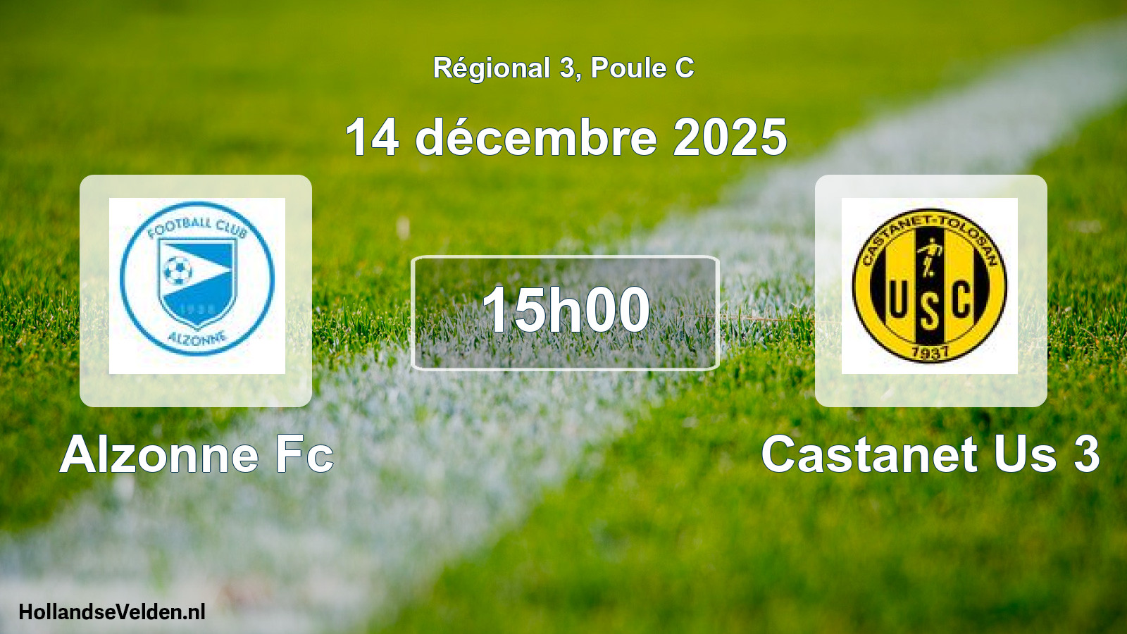 Geplande wedstrijd: Alzonne Fc - Castanet Us 3 (14 décembre 2025)
