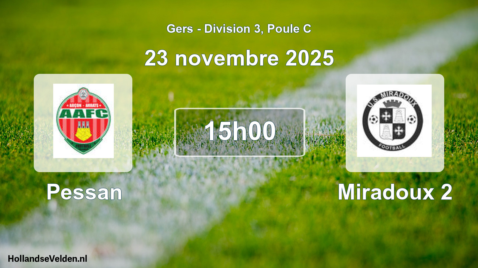 Match programmé: Pessan - Miradoux 2 (23 novembre 2025)