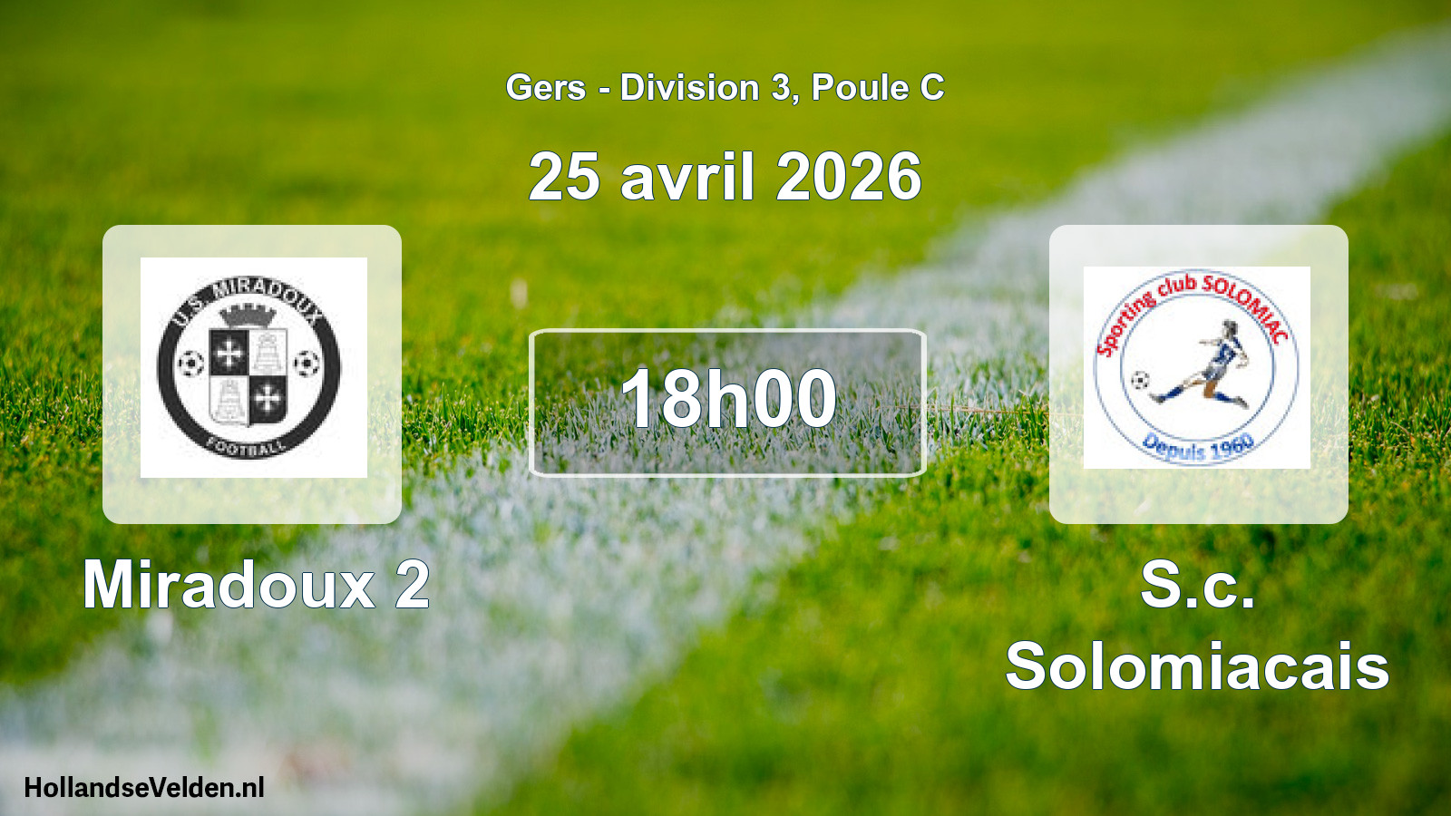 Match programmé: Miradoux 2 - S.c. Solomiacais (25 avril 2026)
