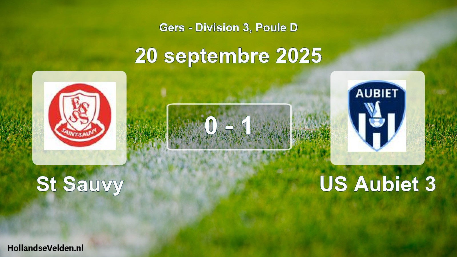 Total number of matches played: St Sauvy - US Aubiet 3 0 - 1 (20 September 2025)
