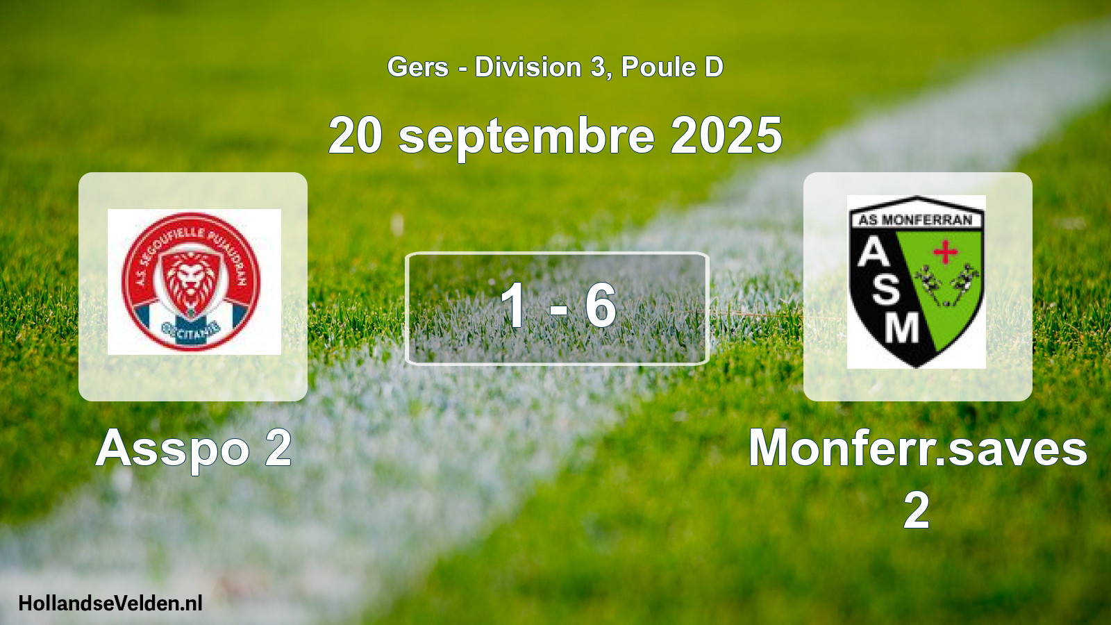 Match joué: Asspo 2 - Monferr.saves 2 1 - 6 (20 septembre 2025)