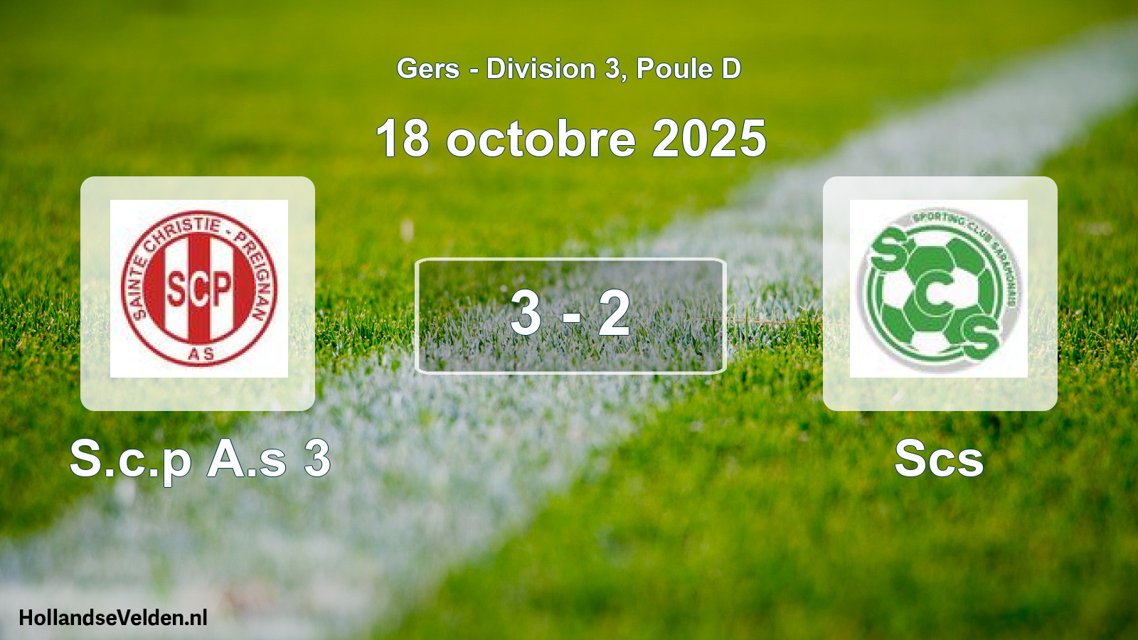 Match joué: S.c.p A.s 3 - Scs 3 - 2 (18 octobre 2025)