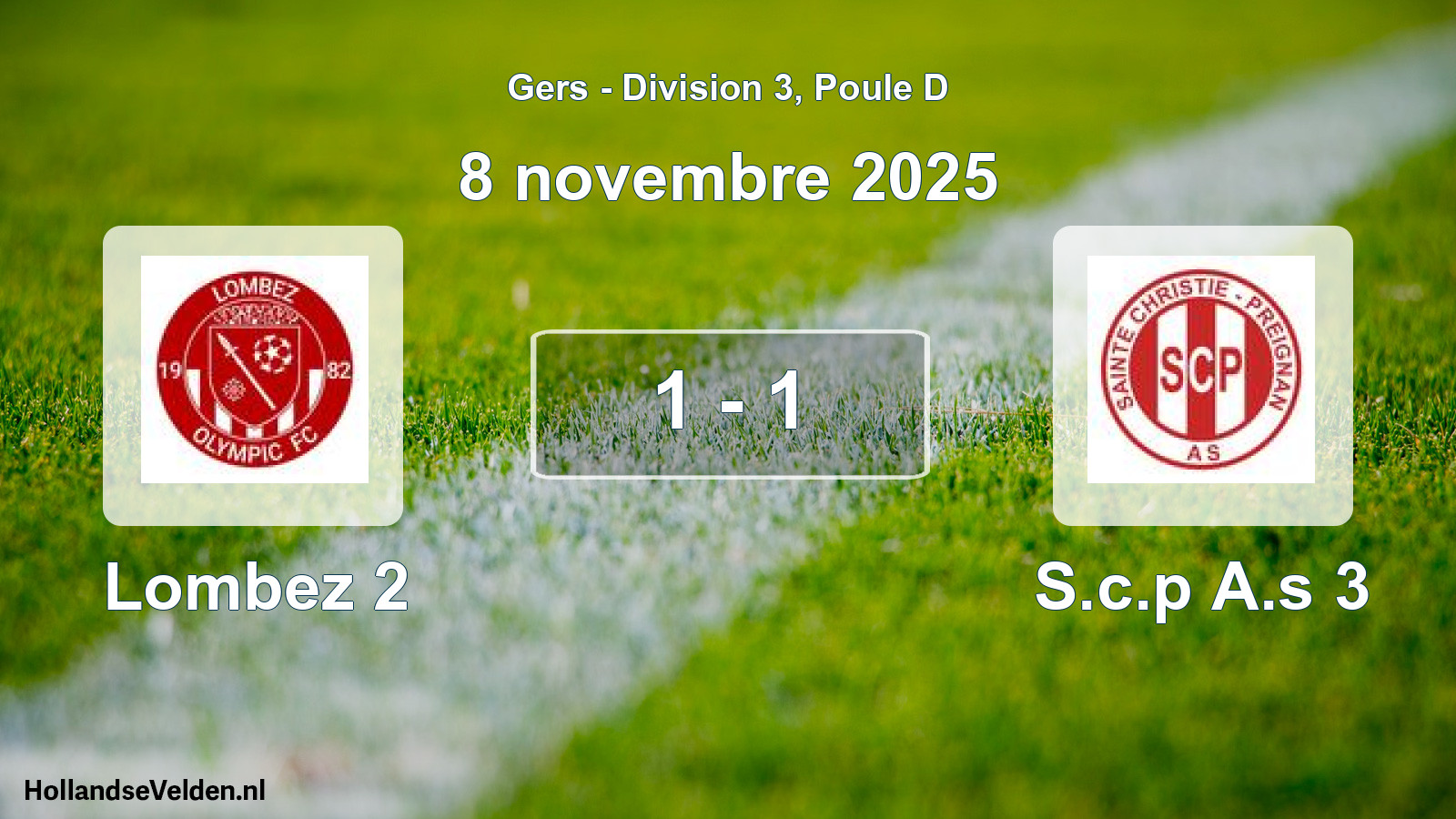 Match joué: Lombez 2 - S.c.p A.s 3 1 - 1 (8 novembre 2025)