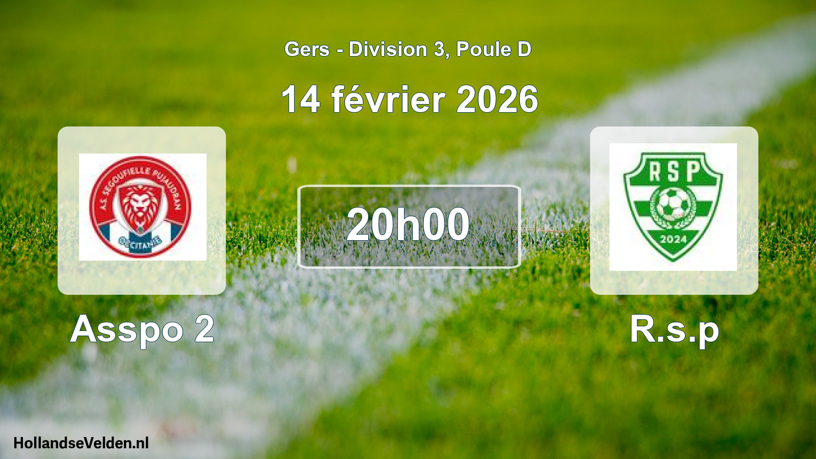 Match programmé: Asspo 2 - R.s.p (14 février 2026)