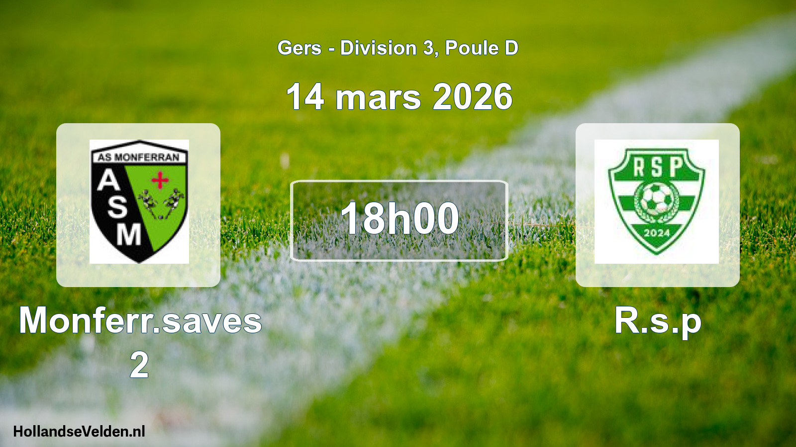 Match programmé: Monferr.saves 2 - R.s.p (14 mars 2026)