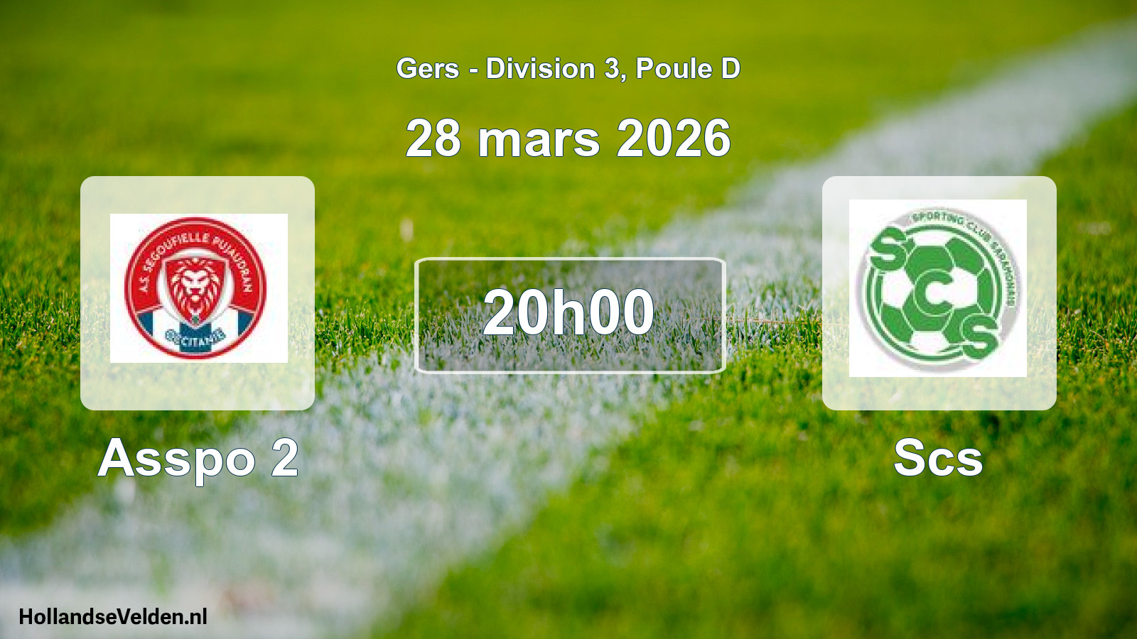 Match programmé: Asspo 2 - Scs (28 mars 2026)
