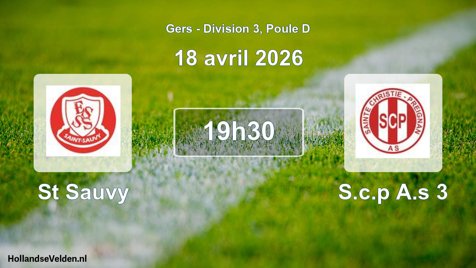 Match programmé: St Sauvy - S.c.p A.s 3 (18 avril 2026)