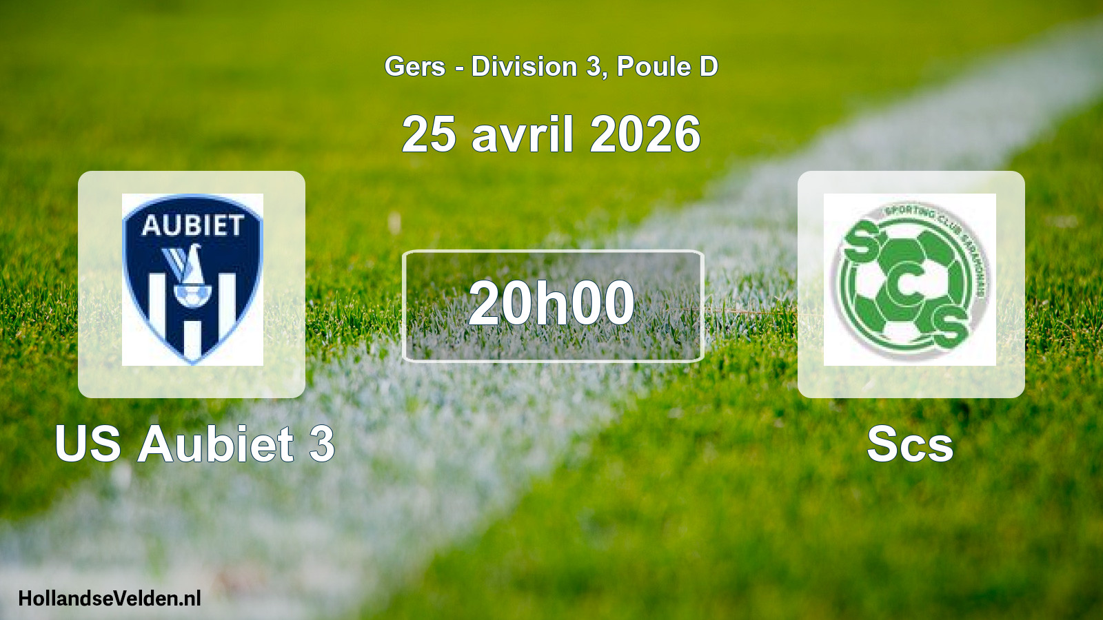 Match programmé: US Aubiet 3 - Scs (25 avril 2026)