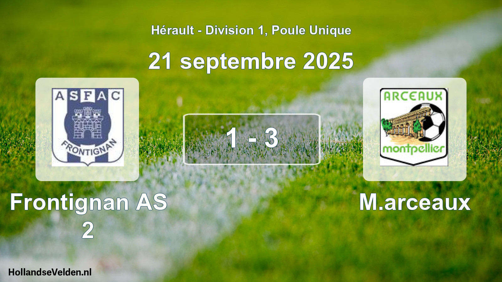 Match joué: Frontignan AS 2 - M.arceaux 1 - 3 (21 septembre 2025)