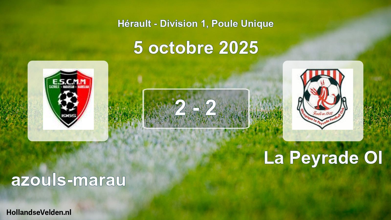 Match joué: Cazouls-marau - La Peyrade Ol 2 - 2 (5 octobre 2025)