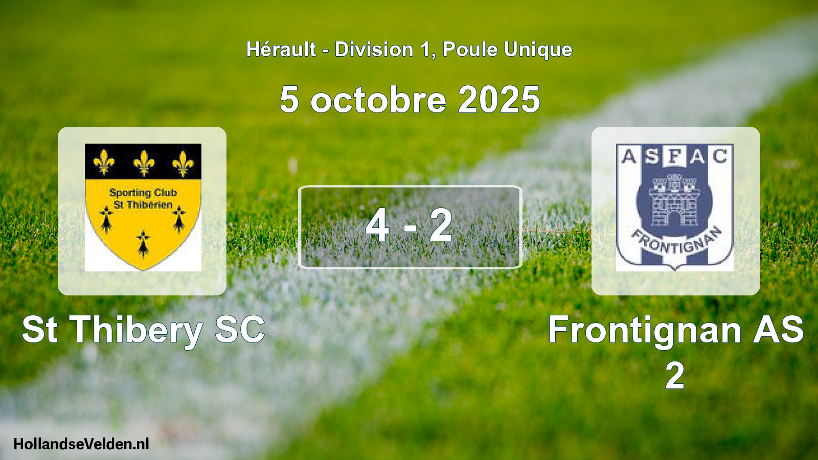 Total number of matches played: St Thibery SC - Frontignan AS 2 4 - 2 (5 October 2025)