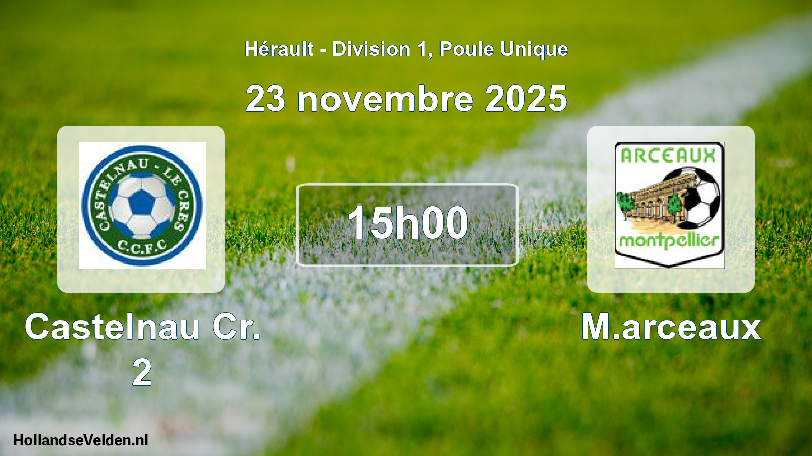 Match programmé: Castelnau Cr. 2 - M.arceaux (23 novembre 2025)