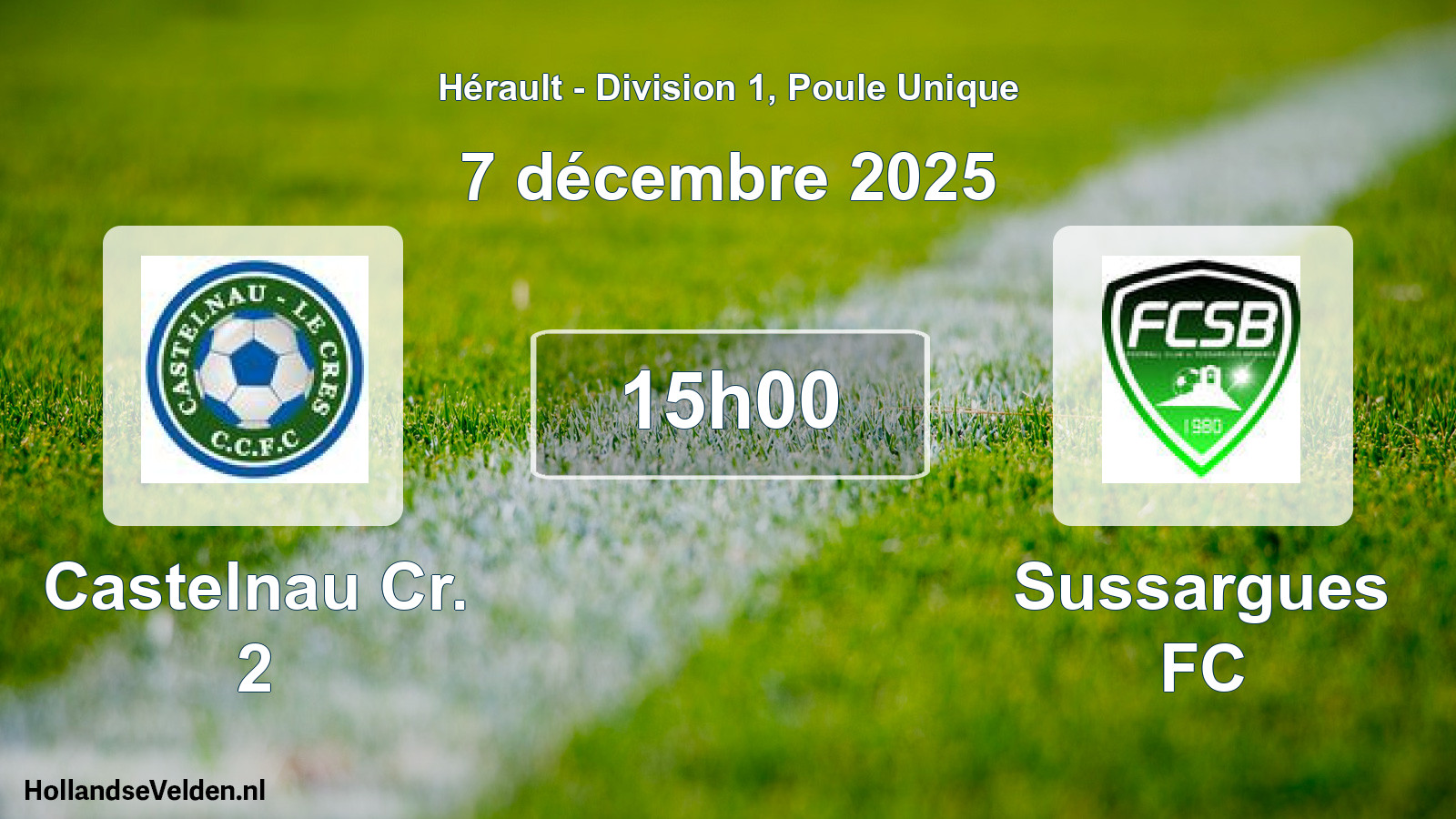 Match programmé: Castelnau Cr. 2 - Sussargues FC (7 décembre 2025)
