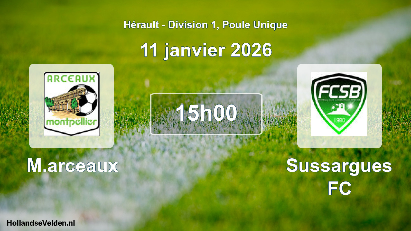 Match programmé: M.arceaux - Sussargues FC (11 janvier 2026)