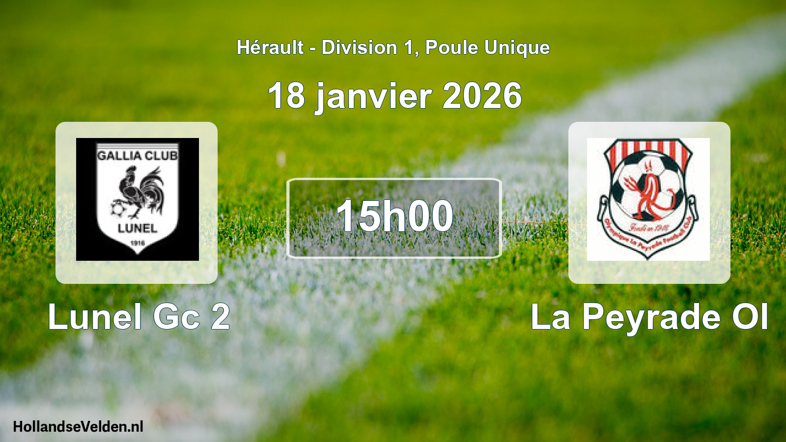 Scheduled Match: Lunel Gc 2 - La Peyrade Ol (18 January 2026)