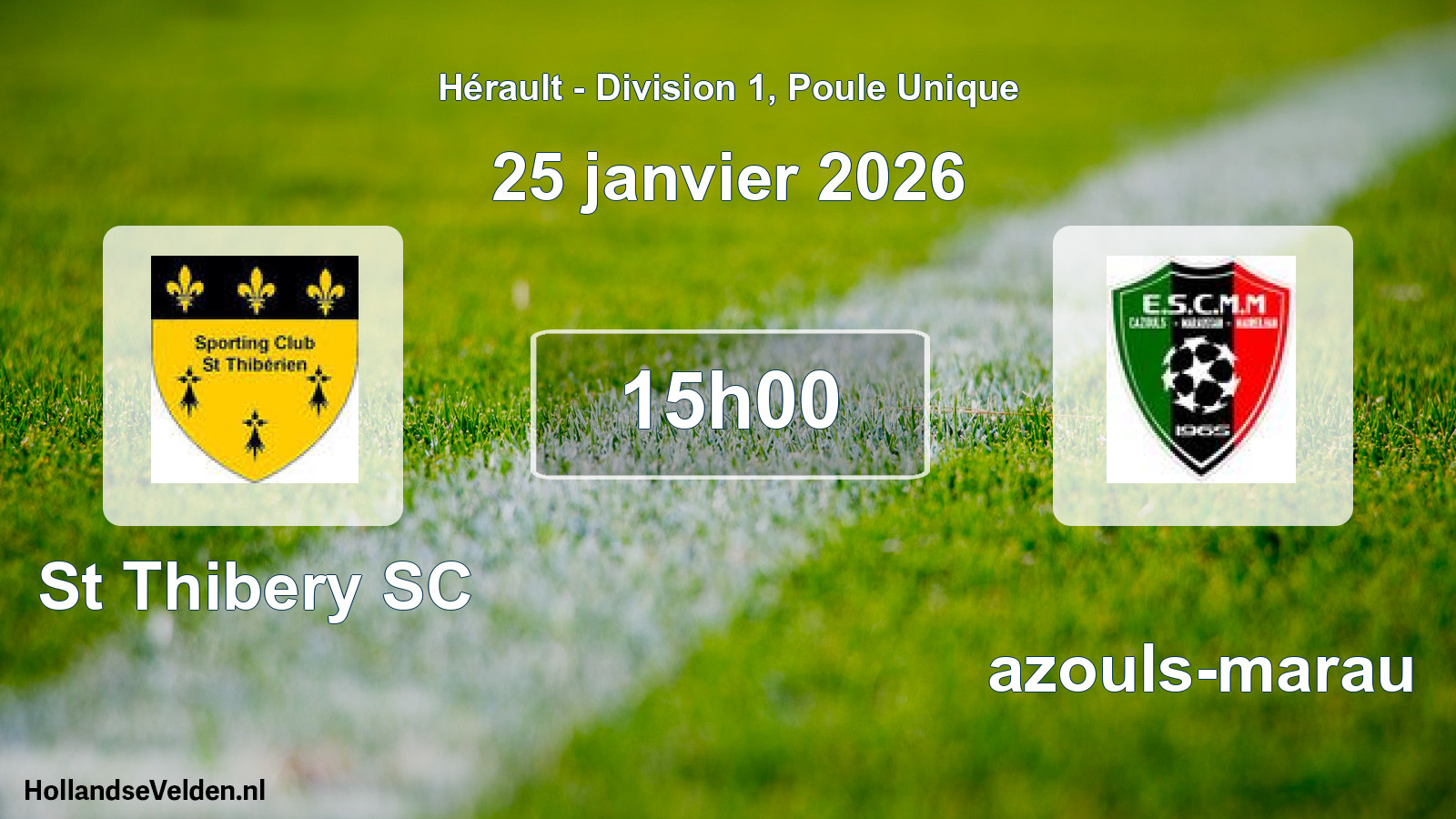 Match programmé: St Thibery SC - Cazouls-marau (25 janvier 2026)