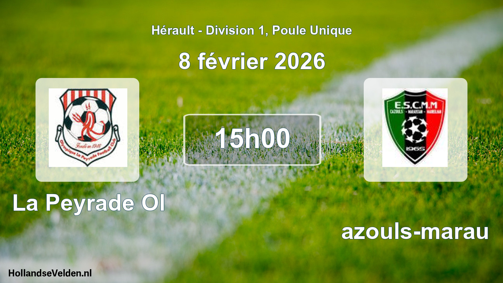 Match programmé: La Peyrade Ol - Cazouls-marau (8 février 2026)