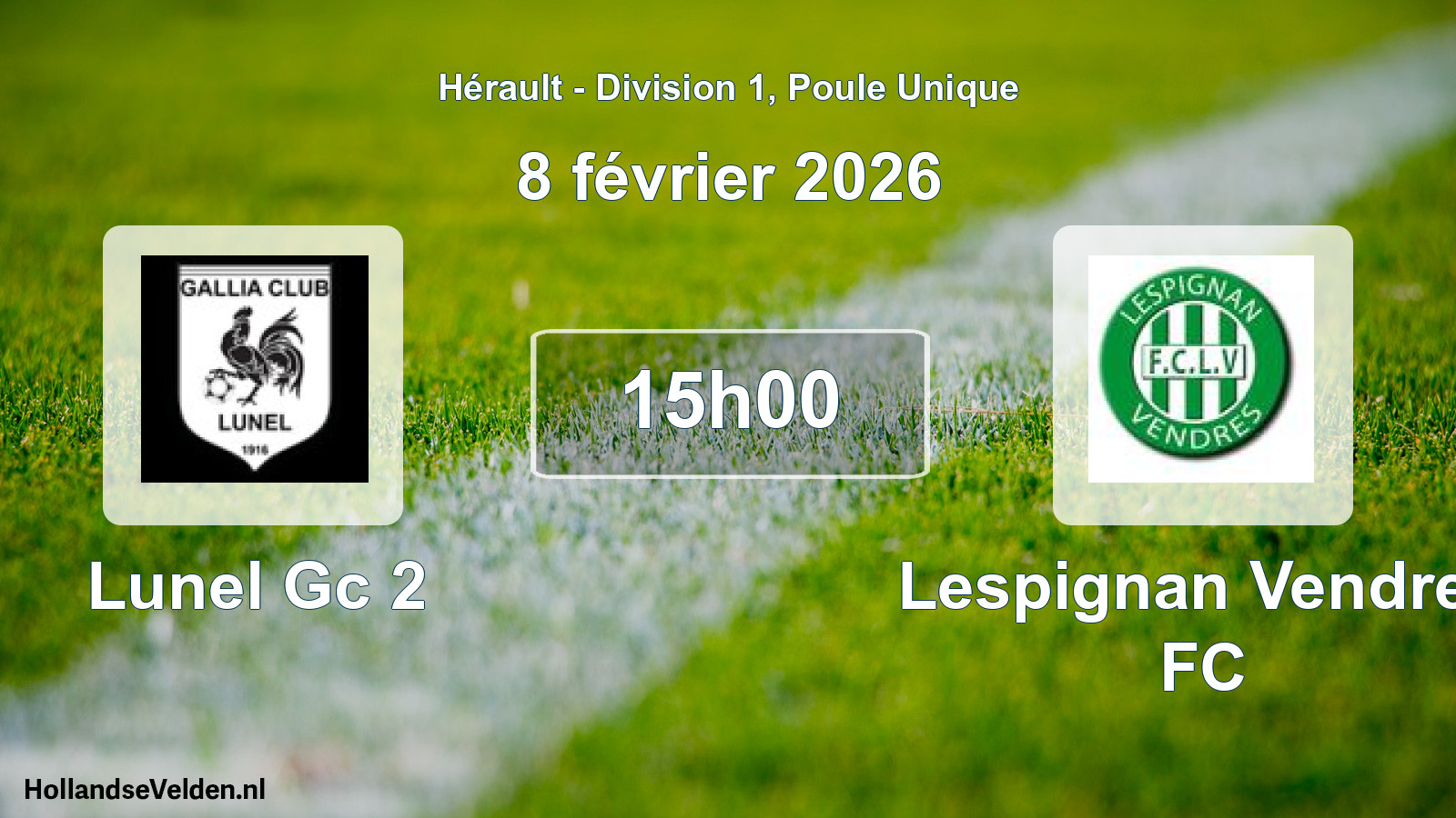 Match programmé: Lunel Gc 2 - Lespignan Vendres FC (8 février 2026)