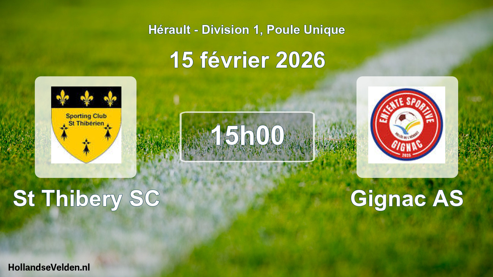 Match programmé: St Thibery SC - Gignac AS (15 février 2026)