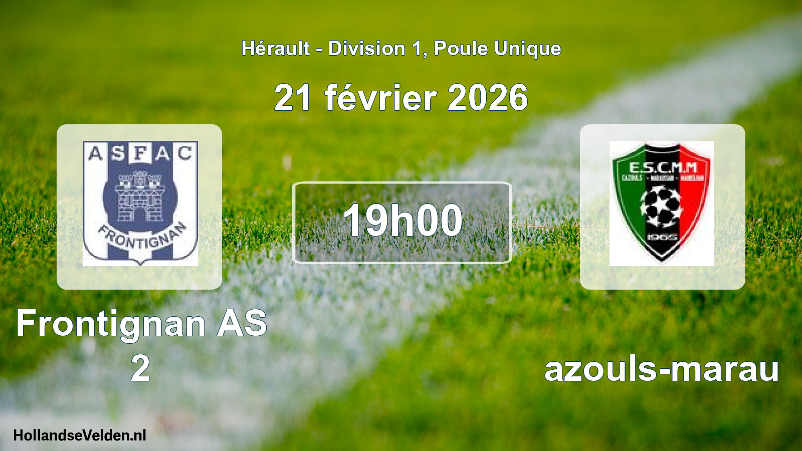 Match programmé: Frontignan AS 2 - Cazouls-marau (21 février 2026)