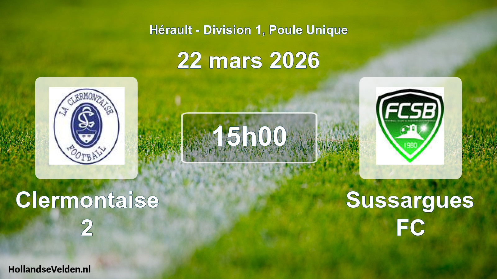 Scheduled Match: Clermontaise 2 - Sussargues FC (22 March 2026)