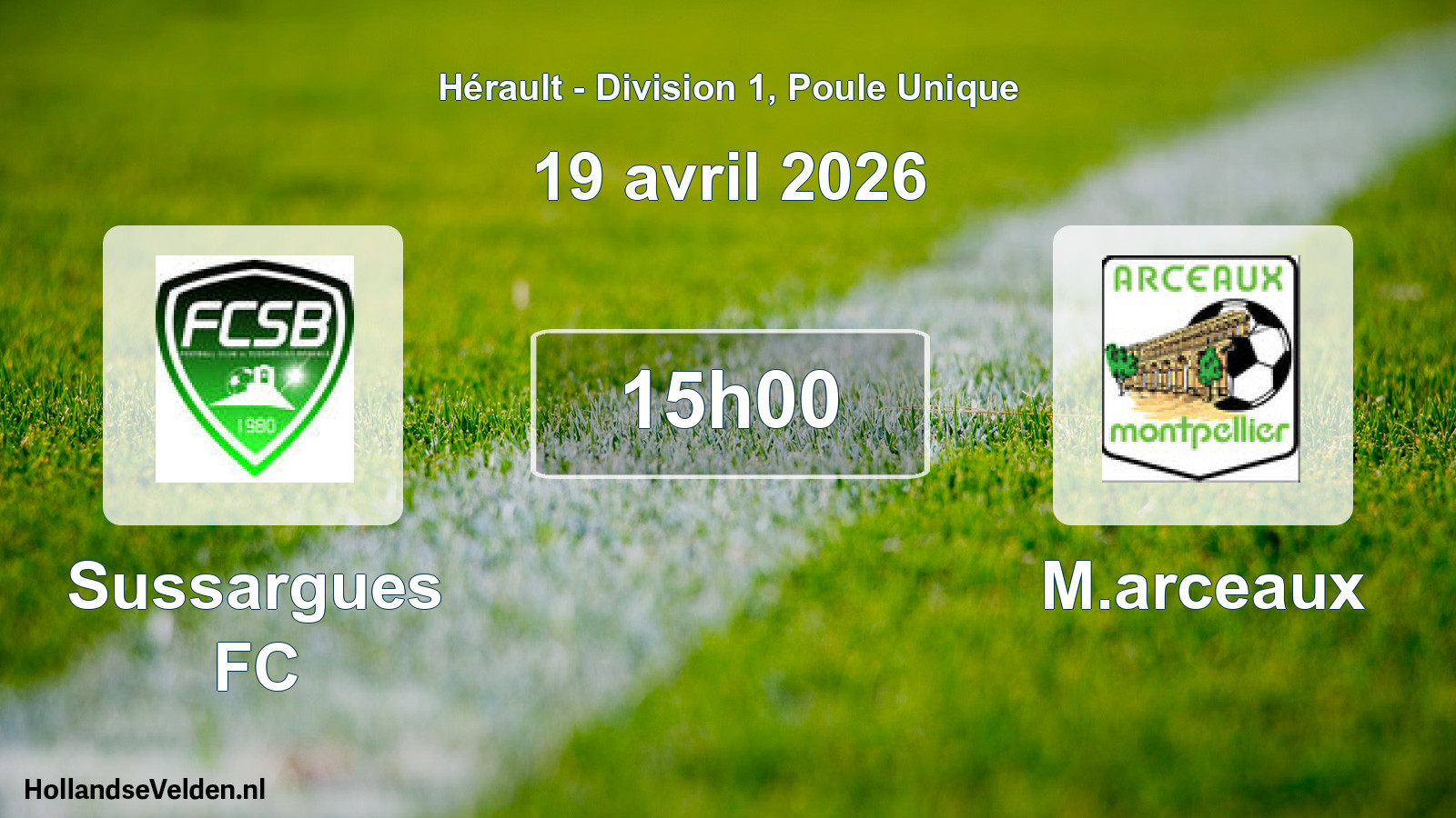 Match programmé: Sussargues FC - M.arceaux (19 avril 2026)