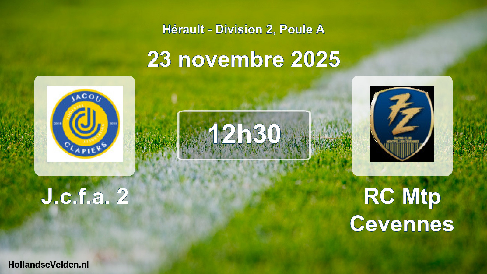 Match programmé: J.c.f.a. 2 - RC Mtp Cevennes (23 novembre 2025)