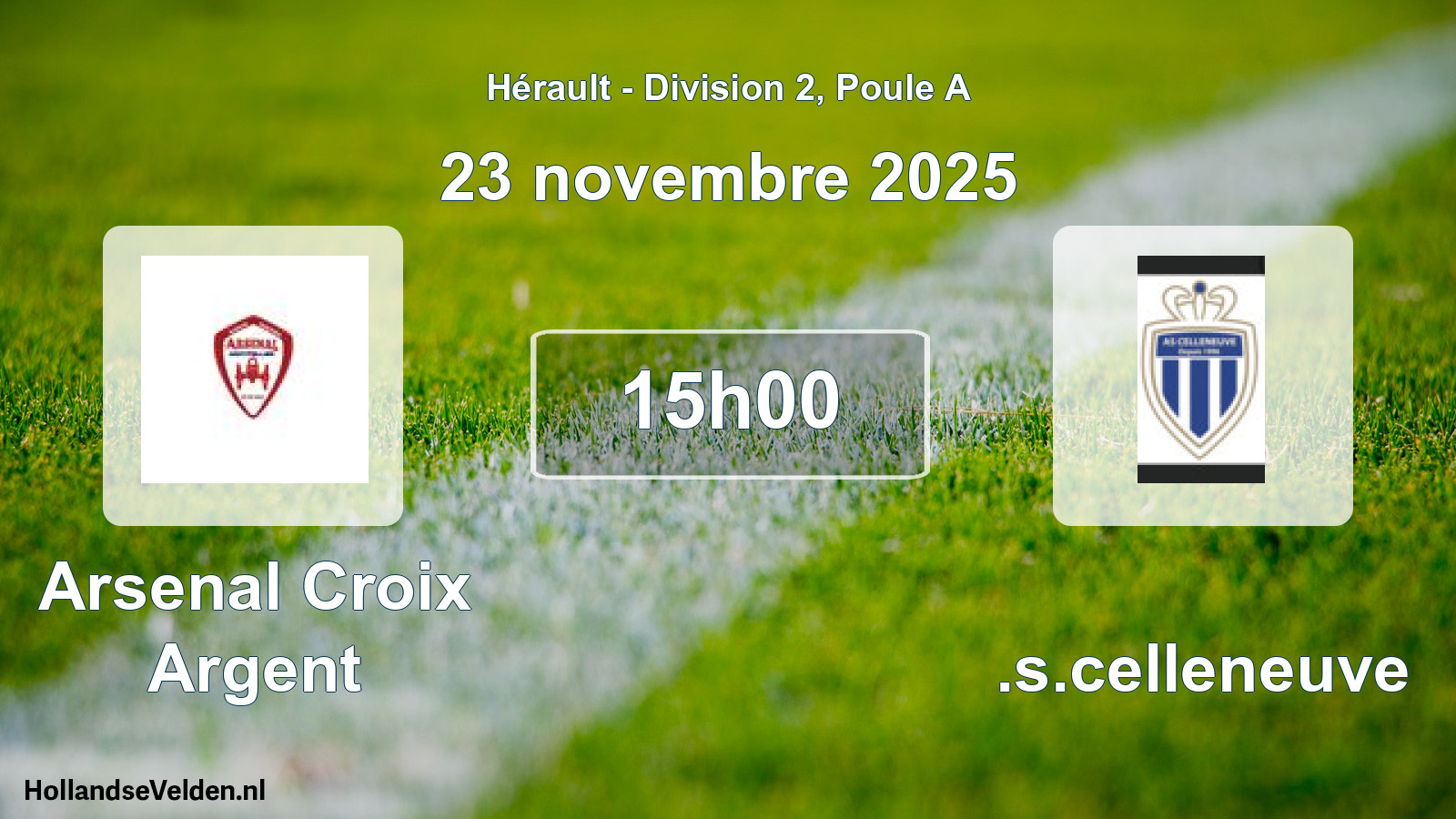 Match programmé: Arsenal Croix Argent - A.s.celleneuve (23 novembre 2025)