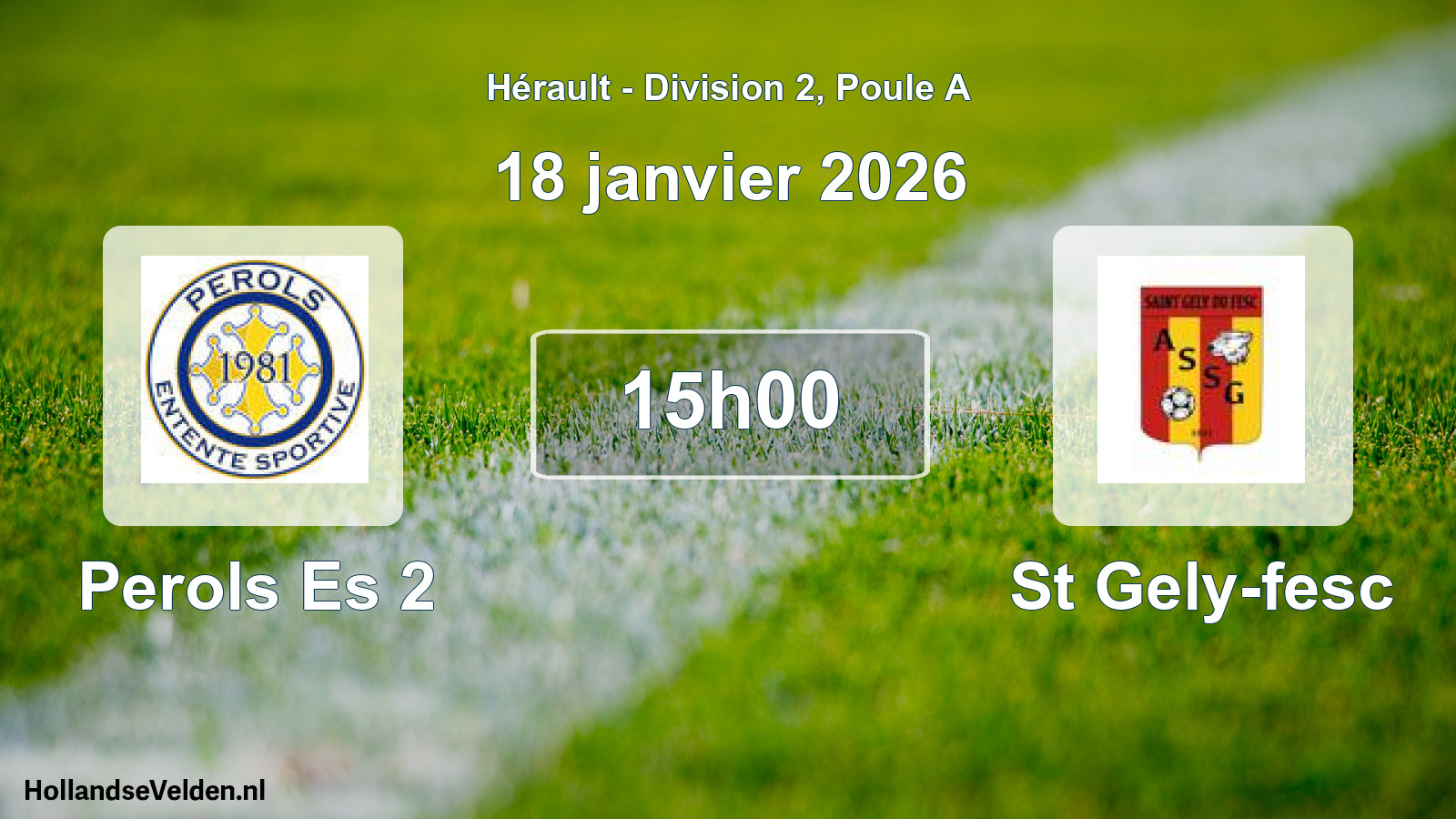 Match programmé: Perols Es 2 - St Gely-fesc (18 janvier 2026)